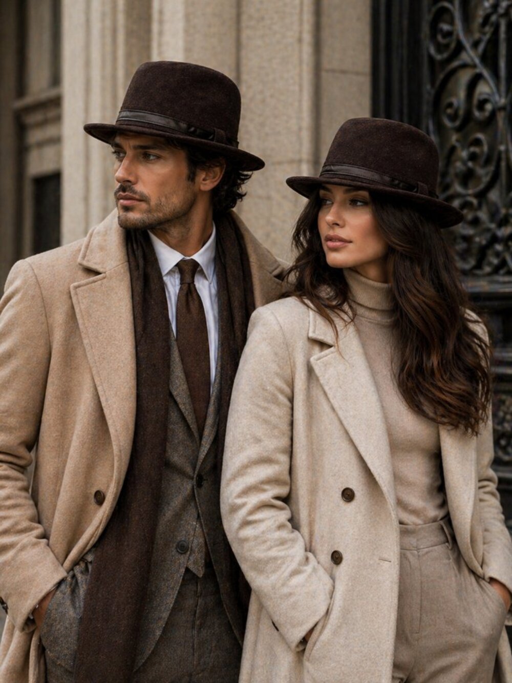 Vintage Unisex Wool Blend Fedora Hat Brown Short Brim Classic Retro Casual Style